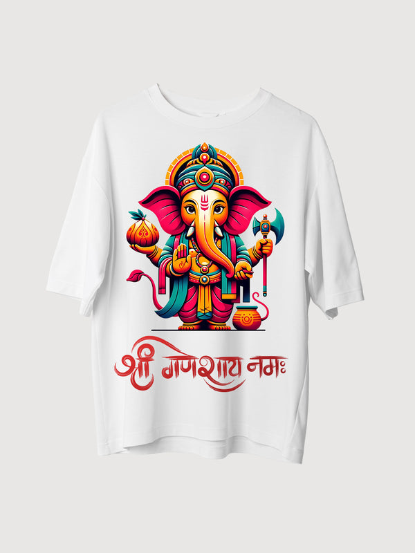Shree Ganeshaya Namah Vibrant Oversized T-Shirt