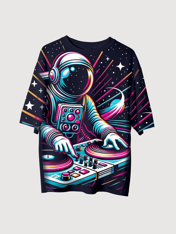 Galactic DJ Astronaut Oversized T-Shirt
