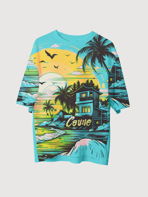 Tropical Cove Paradise Oversized T-Shirt