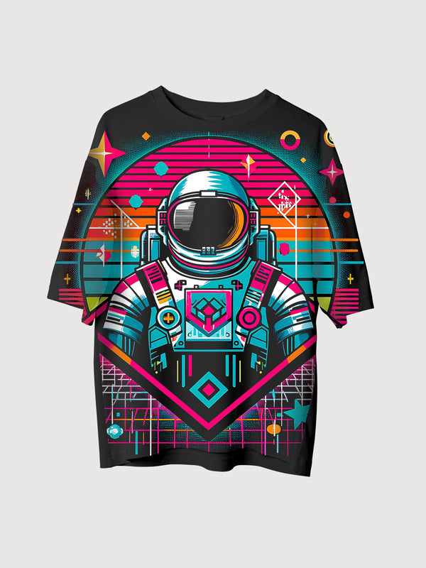 Neon Astronaut Adventure Oversized T-Shirt