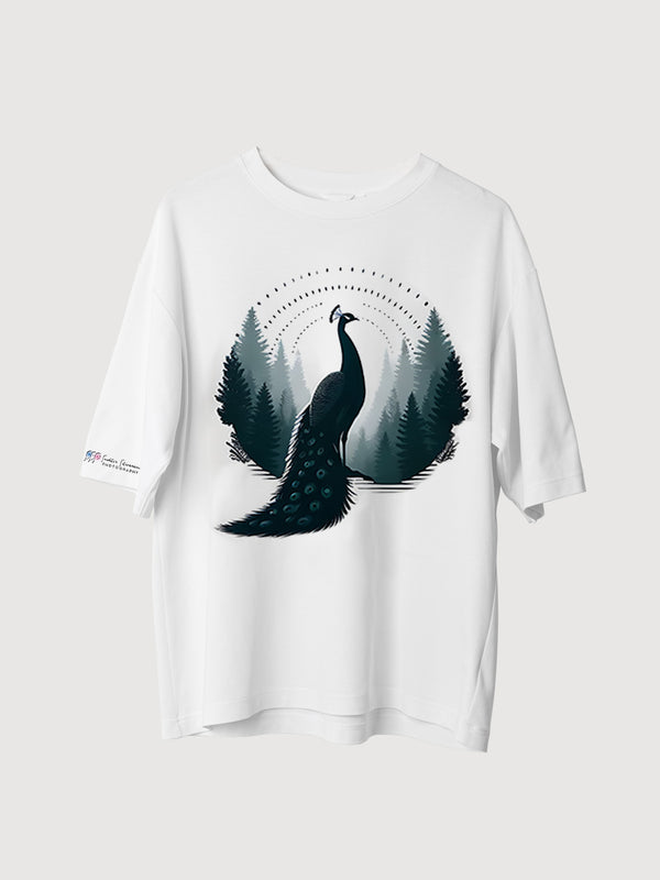 Peacock Elegance Oversized T-shirt