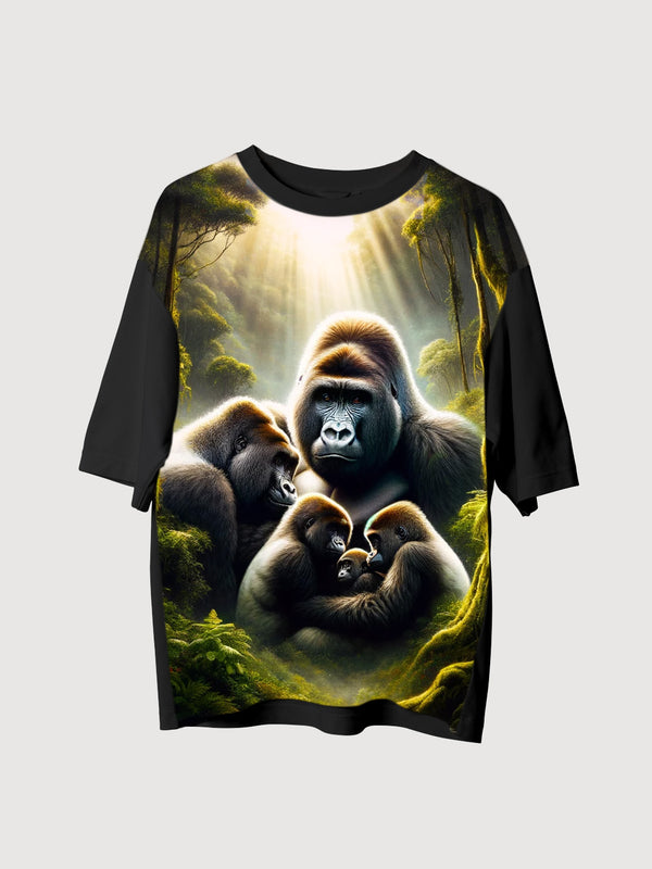 Gorilla Family Oversized Cotton T-Shirt