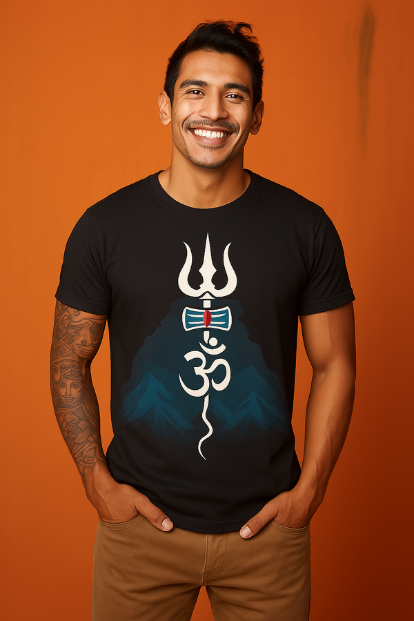 Lord Shiva T-Shirt – Trishul, Om & Mountain Graphic