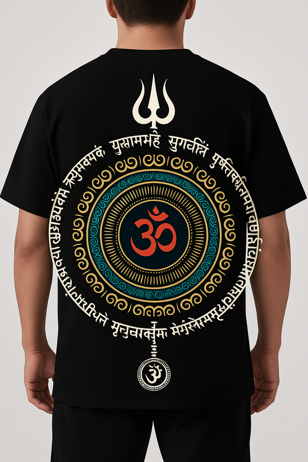 Sanskrit Mandala Om Tee – Divine Trishul Edition