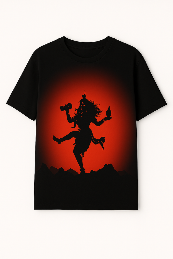 Tandava Flame Shiva T-Shirt – Fierce Dance in Red & Black