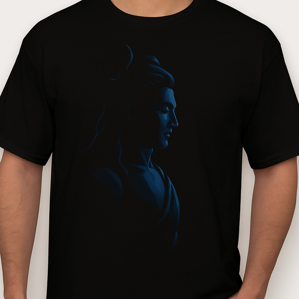 Shadow Shiva Profile T-Shirt – Monochrome Divine Serenity