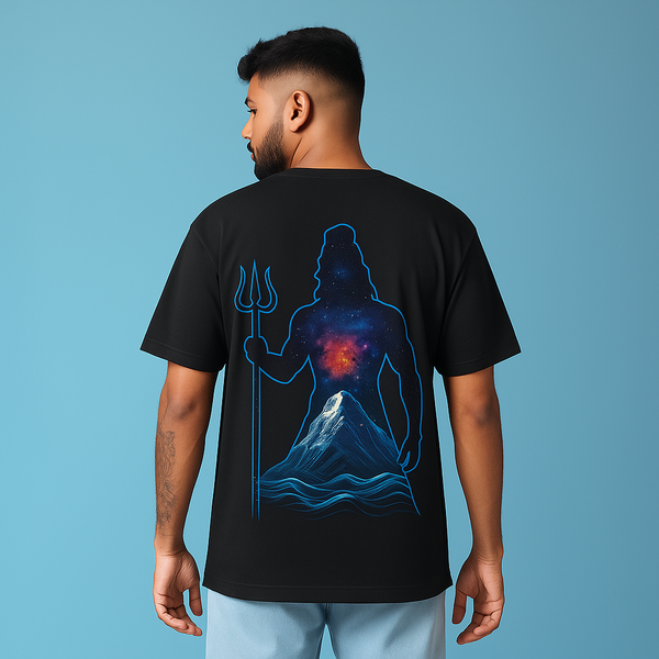Cosmic Lord Shiva Silhouette Tee – Mount Kailash Galaxy Edition