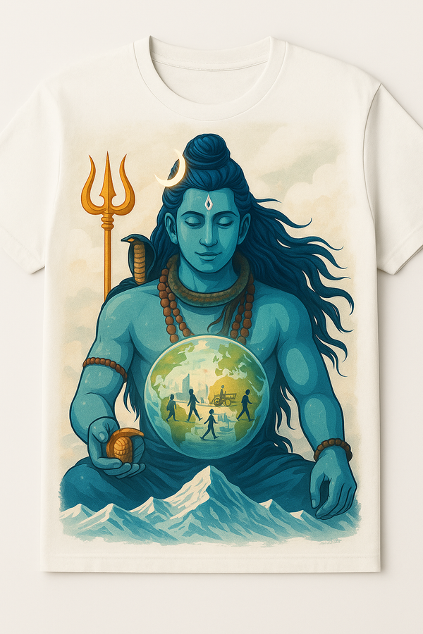 Shiva Holding Earth Tee – Cosmic Balance Edition