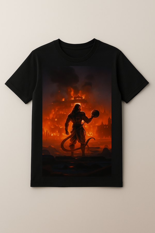 Lord Hanuman in Lanka Firestorm T-Shirt