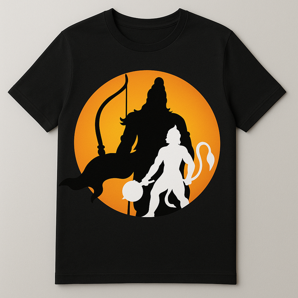 Lord Hanuman Devotion Tee – Ram’s Shadow in Sunset Glow