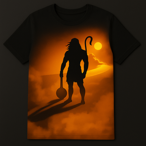 Hanuman Warrior Desert T-Shirt – Sunset Silhouette Edition