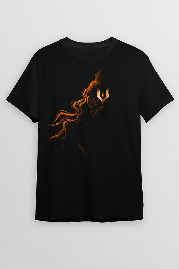Abstract Divine Hanuman Face Fierce Devotion Design T-Shirt