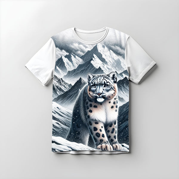 Majestic Snow Leopard Mountain T-Shirt
